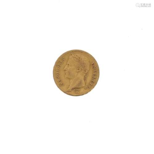 A gold coin of 40 FF Napoleon Emperor 1811 A
