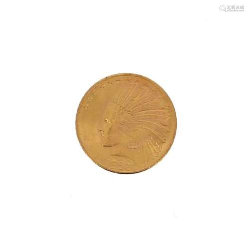 One US $10 gold coin Indian Head 1932