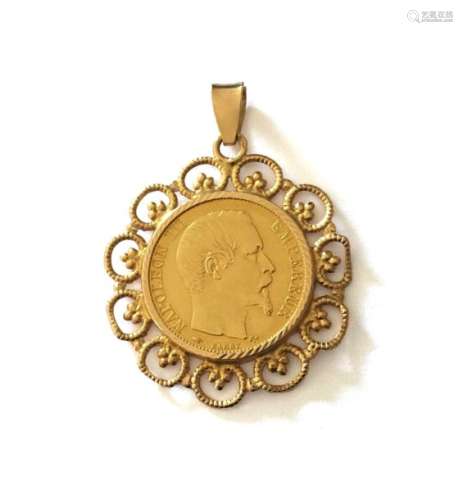 A gold coin of 20 FF Napoleon III bare head 1855 A…