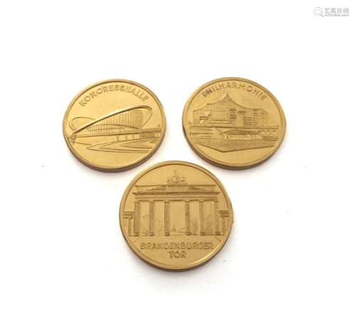 Three gold tokens (900 °/°°) from Berlin: Kongress…