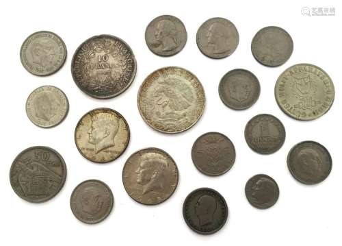 Lot of various coins made of silver, metal or copp…