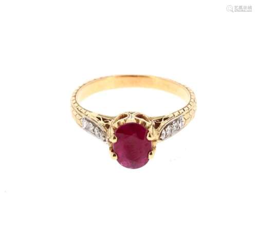 Ring in yellow gold 18 K (750 °/°°) decorated with…