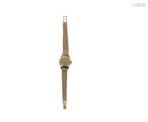 Ladies' wristwatch, round dial in 14 K (585 °/°°°)…