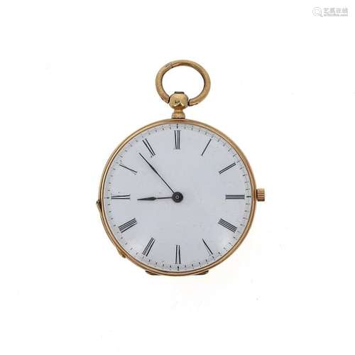 Neck watch in 18K yellow gold (750°/°°), white ena…