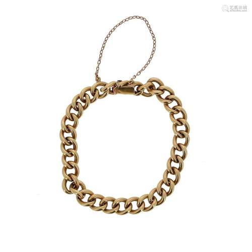 Curb chain in 18 K (750 °/°°) yellow gold, with sa…