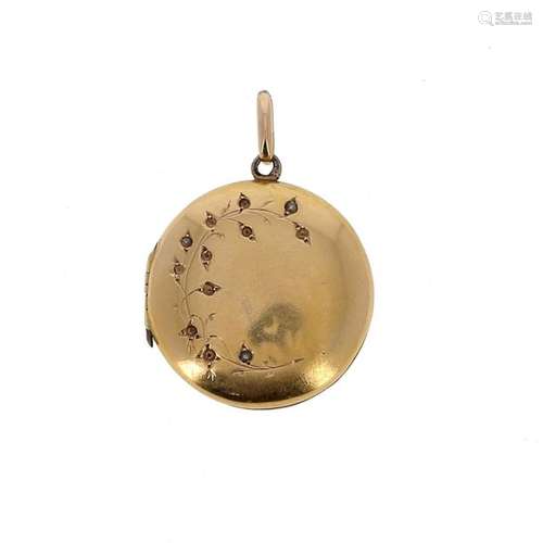 Pendant round photograph holder in 18 K yellow gol…