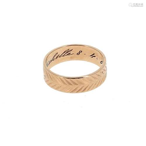 Wedding band in 18 K (750 °/°°) yellow gold with c…