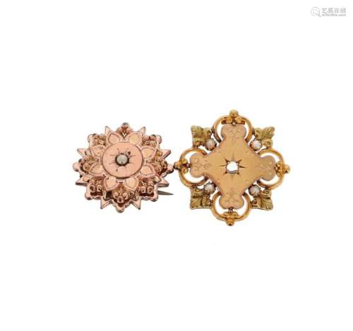 18 K (750 °/°°) yellow gold brooch set with a rose…