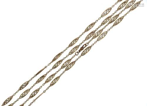 Long necklace in 18 K (750°/°°) yellow gold with f…