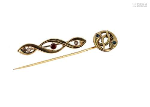Twisted brooch in 18 K yellow gold (750 °/°°°) set…