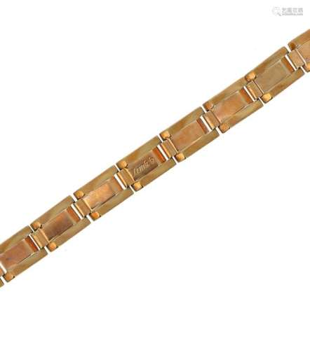 Bracelet in 18 K (750 °/°°) yellow gold with tank …