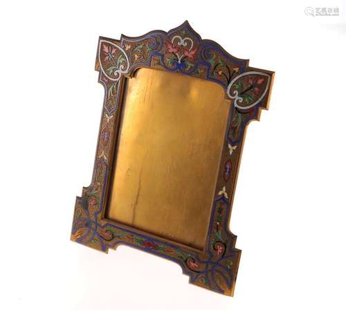 Gilt bronze photographic frame with polychrome cha…