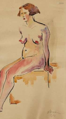 DECLARE Ludmila (1904 1984). Female nude (1924). W…