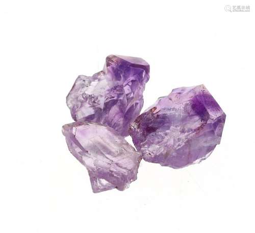 Lot composed of three raw amethysts Weight: 16.05 …