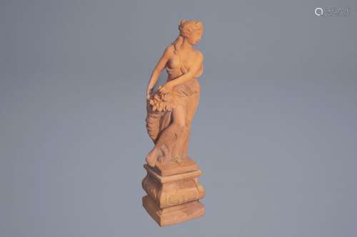 A terracotta figure of Abundantia with cornucopia ...