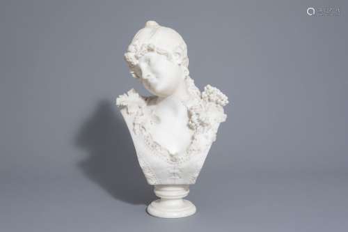 Battelly (19th/20th C.): Bust of a young maiden, m...