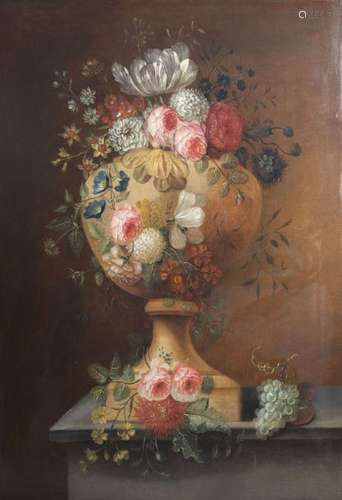 European school: Still life of flowers, oil on can...