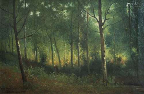 César De Cock (1823 1904): Sous bois, oil on canva...