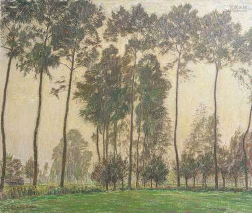 Léon De Smet (1881 1966): Landscape with a row of ...