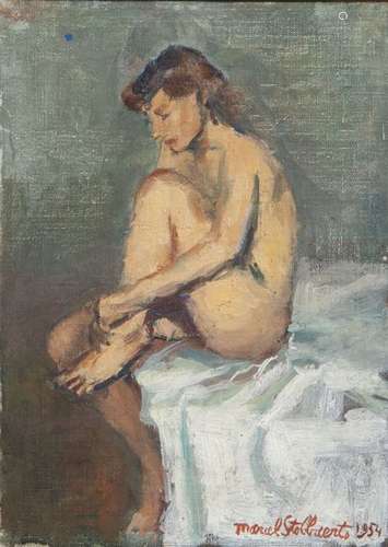 Marcel Stobbaerts (1899 1979): Female nude, oil on...