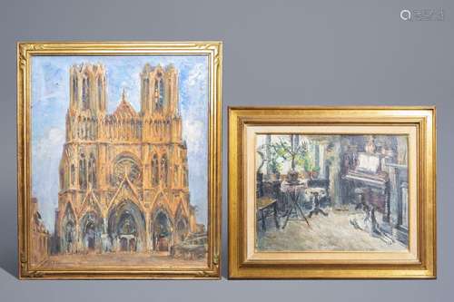 Paul Paquereau (1871 1950): Reims Cathedral, oil o...