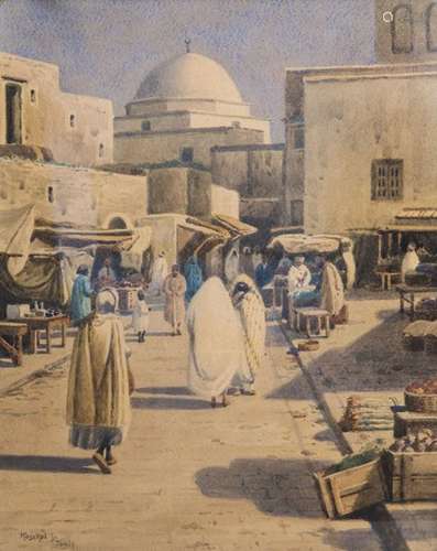 Jenoe Koszkol (1868 1935): 'Tunis', watercolour on...