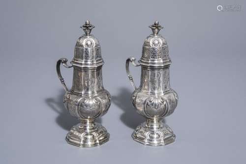 A silver mustard pot and a caster, Louvain, maker'...