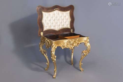 A lavish gilt Louis XV style coiffeuse with rosewo...