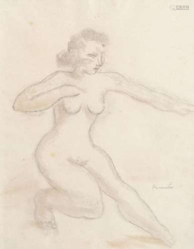 Constant Permeke (1886 1952): Female nude, mixed m...