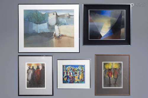 A collection of five original works of various art...