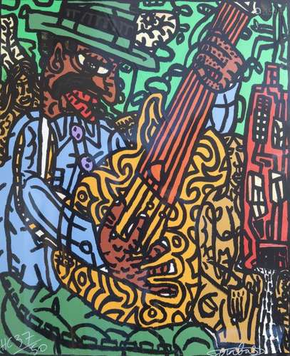 Robert Combas (1957): The guitar player, lithograp...