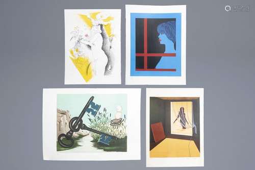 Four graphic works of Félix Labisse, Amandine Doré...