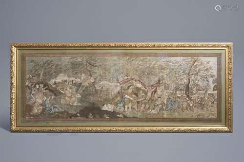 A mythological 'Europe and the bull' wall tapestry...