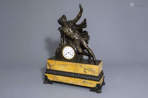 An impressive French mantel clock with mythologica...