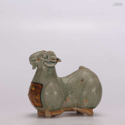 A Chinese Yue Kiln Green Glaze Porcelain Sheep Shaped Water Jet