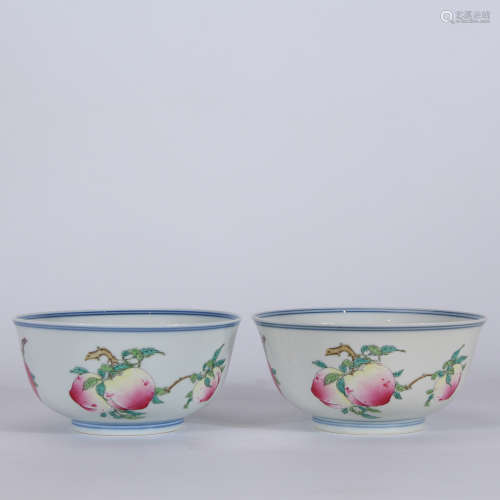 A Pair of Chinese Tri Colored Glazed Porcelain Bowls