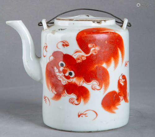 A Chinese Alum Red Porcelain Teapot