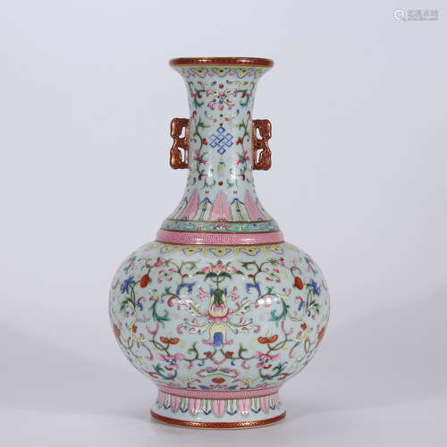 A Chinese Floral Famille Rose Gilded Porcelain Vase