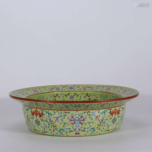 A Chinese Floral Green Land Porcelain Basin