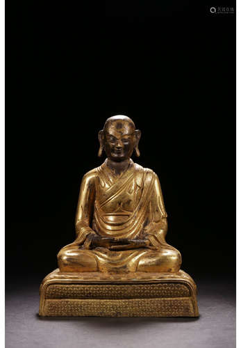 A Chinese Gilded Bronze Panchen Seated Statue