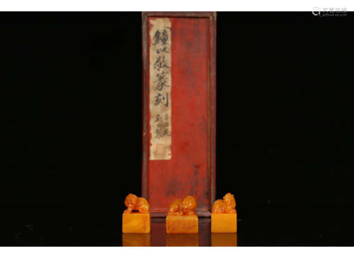 A Set of Chinese Shoushan Tianhuang Stone Beast Shape Seal
