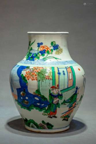 A Chinese Colorful Blue and White Porcelain Jar