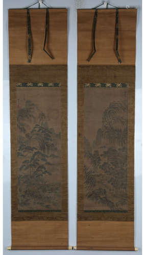 A Pair of Chinese Scroll Painting,with box