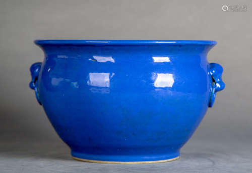 A Chinese Altar Blue Glaze Porcelain Censer
