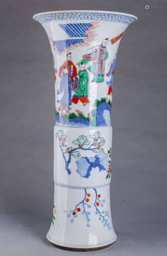A Chinese Colorful Blue and White Porcelain Flower Vase