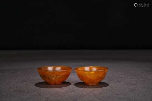 A Pair of Chinese Agate Cups