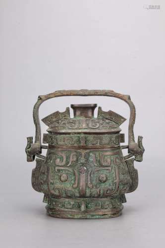 A Chinese Bronze Ewer With A Loop Handle