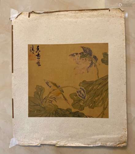 A Chinese Flowers and Birds Silk Scroll
