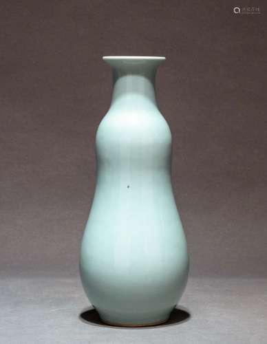 A Chinese Skyblue Glazed Porcelain Gourd-shaped Vase
