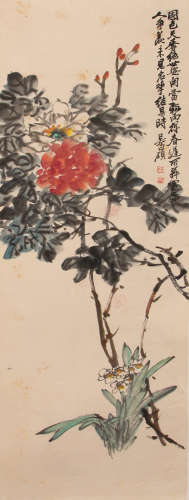 A Chinese Peony and Narcissus Painting, Wu Changshuo Mark